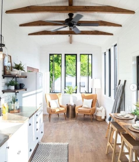 3 Flooring Choices for Small Homes 2 An earthy-themed tiny home featuring engineered wood flooring