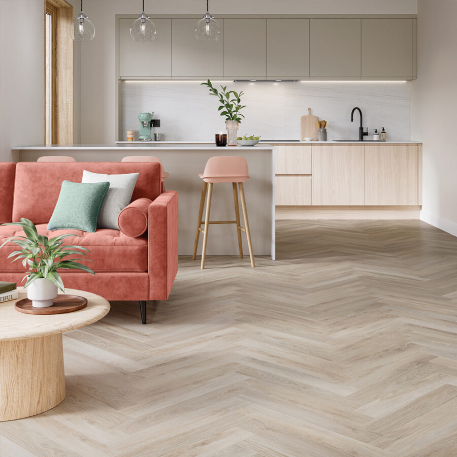 Polyflor Camaro Rigid Core – Waterside Oak Herringbone RPQ4143